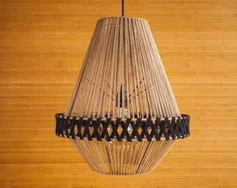 Handmade Boho Chandelier, Cotton Cord Pendant Light