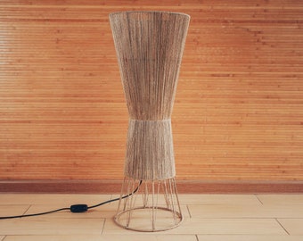 Handmade Woven Floor Lamp, Rustic Boho Light, Cotton Cord