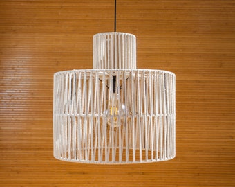 Lámpara colgante de macramé hecha a mano, estilo bohemio, iluminación rústica