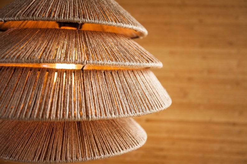 Bamboo lamp shade modern pendant light plug in ceiling Etsy