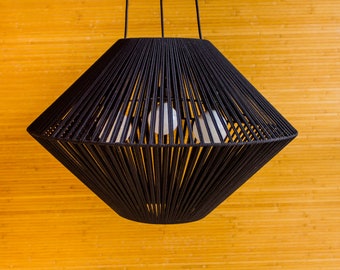 Extra Large Black Ceiling Light, Woven Pendant Lamp, Boho Lighting