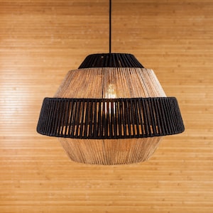 Rustic lamp shade, black pendant light, pendant light shade, chandelier lighting, ceiling light shade, rattan lamp shade, bamboo lamp shade