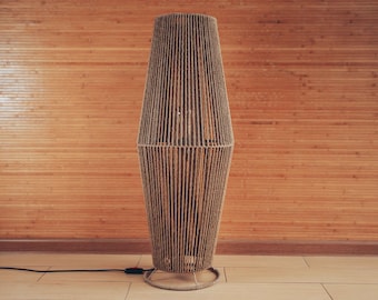 Floor lamp 60 inches high, woven floor light, rustic home decor