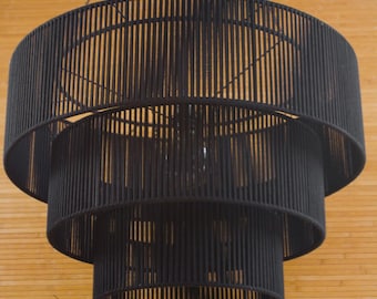 Handmade Black Rope Chandelier • Modern Minimalist Light Fixture