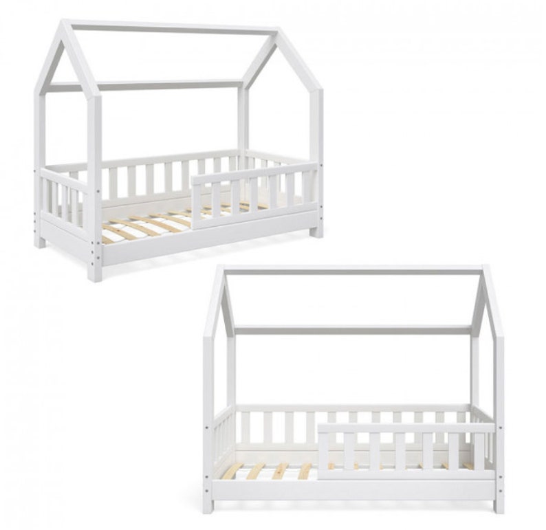 Montessori Floor Bed With Fence Toddler House Bed With Rail Etsy UK