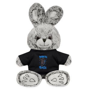 Diabetic Ninja Plushie Rabbit Comfort Toy Stuffed Animal for Type 1 & Type 2 Diabetics Warriors