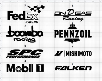 Car Sponsor Decals | Fedex Racing | Boomba Racing | SPC | Mobile 1 | OnDGas Racing  | Pennzoil| Mishimoto | Falken | Any Color or Size