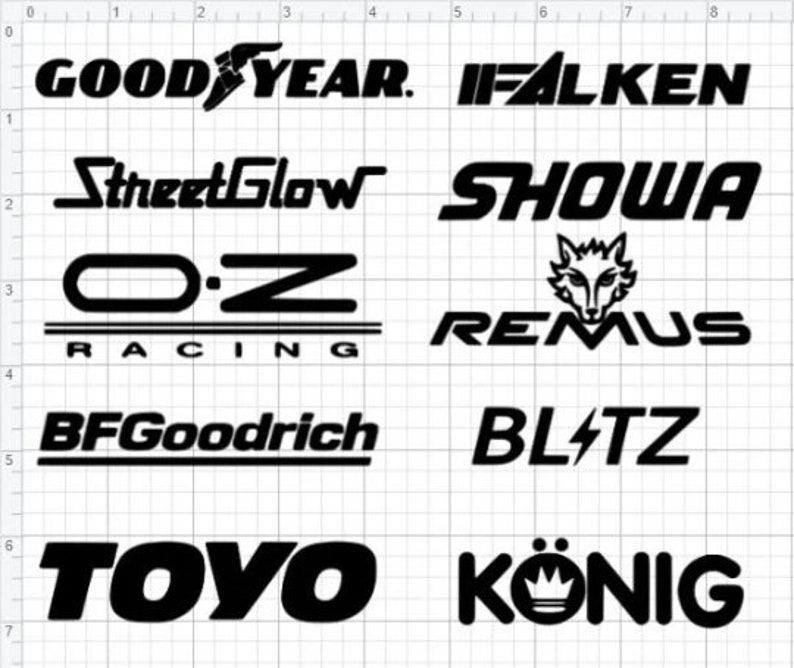 Car Sponsor Decals Goodyear StreetGlow OZ Racing BFGoodrich TOYO Falken Showa Remus Blitz Konig Sponsor Decals image 1