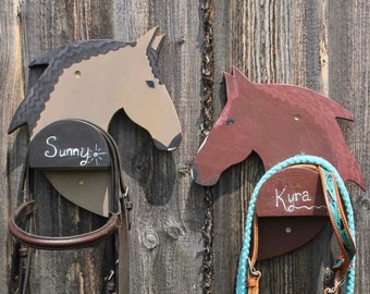 Horse Head - Bridle Rack - Custom Horse Portrait - Tack Room - At The Barn - Wall Hangers - Equine Art - Equestrian Gift