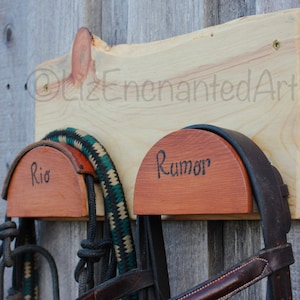 Bridle Racks - Rein Hanger - Tack Room - At The Barn - Hanger for Halters - Life Edge Stable Sign - Personalized Horse Name
