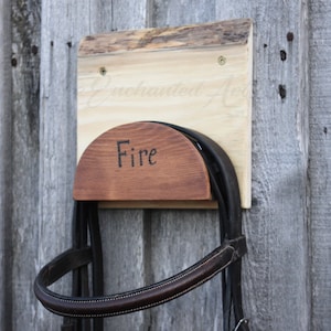Single Bridle Rack - Hanger for Horse Head Gear - Halter Bridle Holder -  Tack Room Stable Sign - At The Barn - Personalized Horse Name
