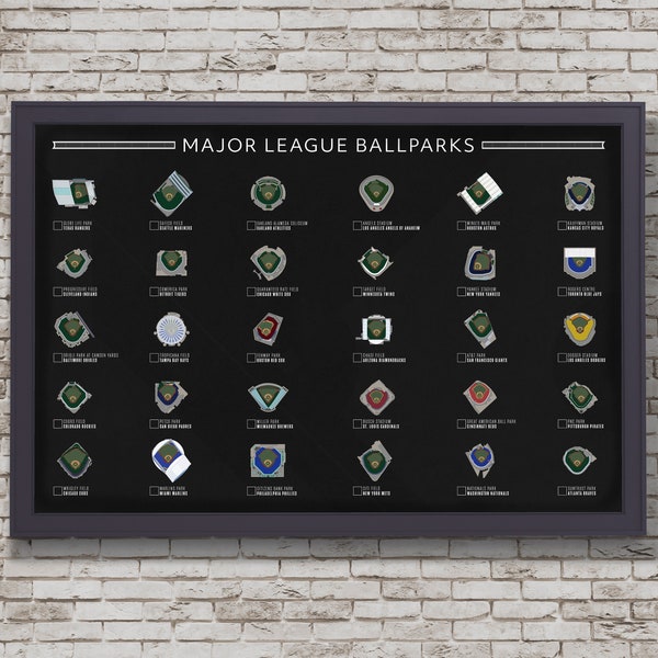 Baseball Ballpark Checklist Poster Etsy