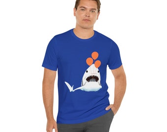 Shark Short Sleeve Tee, Shark shirts, Shark t-shirt, Summer top, beach wear, swimming tops, Bathing suit, nautical gifts, beach gift