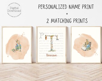 Peter Rabbit Nursery Art – Personalized Initial Print Set (Digital Download)