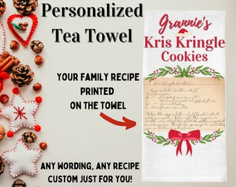 Christmas Tea Towel  - Family Recipe Tea Towel - Custom Tea Towel - Family Gift - Baker's Gift -New home gift -Personalized Family Recipe