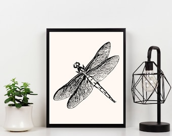 Dragonfly Sketch Print – Vintage Insect Art (Digital Download)