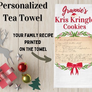 Christmas Tea Towel Family Recipe Tea Towel Custom Tea Towel Family Gift Baker's Gift New home gift Personalized Family Recipe image 6