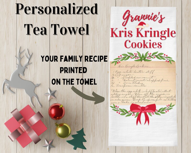 Christmas Tea Towel Family Recipe Tea Towel Custom Tea Towel Family Gift Baker's Gift New home gift Personalized Family Recipe image 6