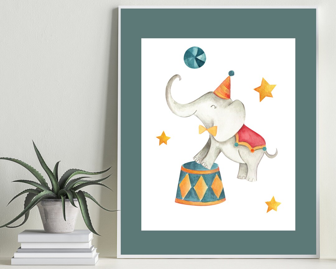 Circus Elephant Art Print – Whimsical Kids Room Decor (digital Download ...
