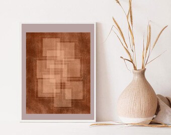 Individual Print - Rust Color Abstract Art -  Modern Art, Printable Art, Modern Shapes, Geometric Art Print, Squares