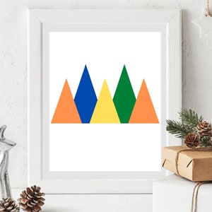 Printable Christmas Art - Christmas Decor - Primary Rainbow Colors - Download and Print - Merry Christmas, Fa La La, Ho Ho Ho, Bright Colors