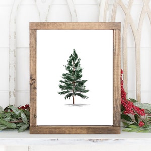 Watercolor Christmas Tree--Christmas Art - Christmas Decor - Christmas Art- Evergreen, Green - Download and Print