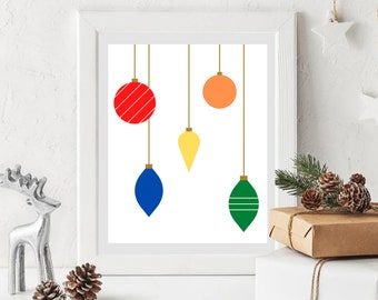 Rainbow Christmas Ornaments Print – Festive Holiday Decor (Digital Download)