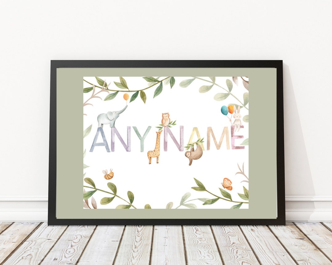 Personalized Animal Nursery Print Baby Name Poster Custom Etsy