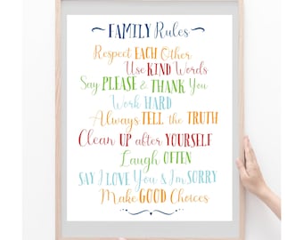 Family Rules Print – Colorful Home Decor (Digital Download)