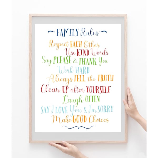 Family Rules Sign - Family Motto, Family Mantra, download and print