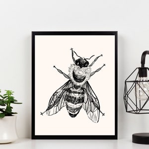 Bee Apothecary Drawing - Queen Bee Print -  Download and Print, Printable Art - Insect Sketches -Mix and Match Gallery Wall - Bug Art