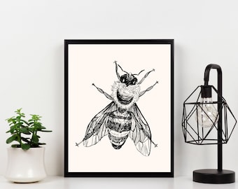 Queen Bee Sketch Print – Insect Apothecary Art (Digital Download)