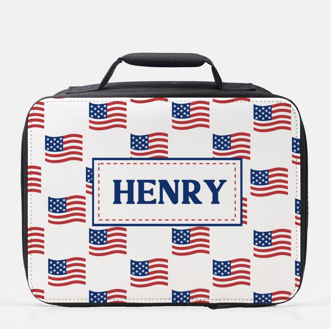 Personalized Patriotic Lunch Box USA Flag Lunch Tote Proud Etsy