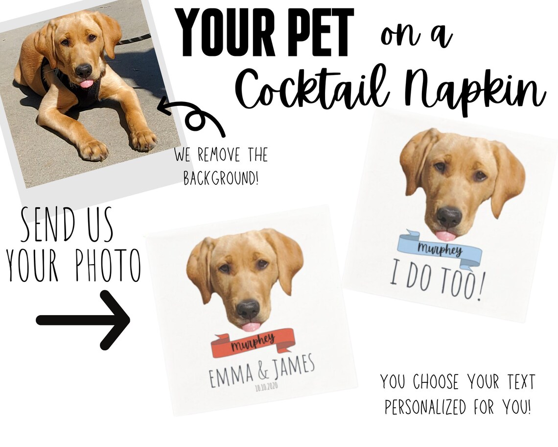 Personalized Cocktail Napkins with your Pet Custom Dog Etsy