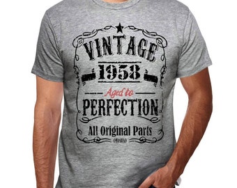 ULTRABASIC Men's Graphic T-Shirt All Original Parts Aged to Perfection 1958 66th Birthday Gift 1958 Short Sleeve Vintage Tee 66 Years Nov