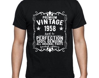 ULTRABASIC Men's Graphic T-Shirt All Original Parts Aged to Perfection 1958 66th Birthday Gift 1958 Short Sleeve Vintage Tee 66 Years Nov