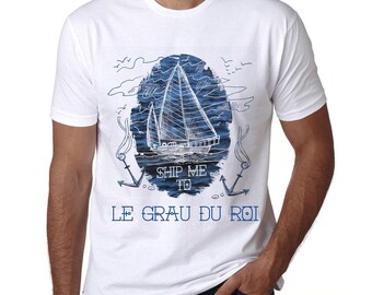 ULTRABASIC Men's Graphic T-Shirt Ship Me To Le Grau-Du-Roi Short Sleeve Tee-Shirt Vintage Birthday Gift Novelty Tshirt