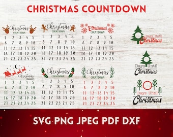Christmas Countdown SVG Bundle, Holiday Advent Calendar (Digital Download)
