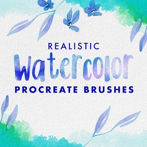 60 watercolor Procreate brushes | Watercolor paint brushes for Procreate with watercolor paper texture, lettering & procreate floral brushes