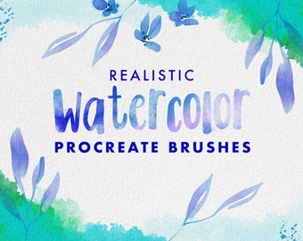 Watercolor Procreate Brush Set | Realistic Texture, Floral, Lettering