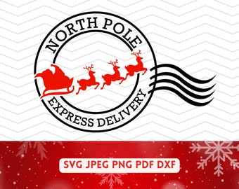北極 SVG、北極メール SVG、クリスマス タグ svg、クリスマス スタンプ svg、サンタ スタンプ svg、北極エクスプレス配達 png
