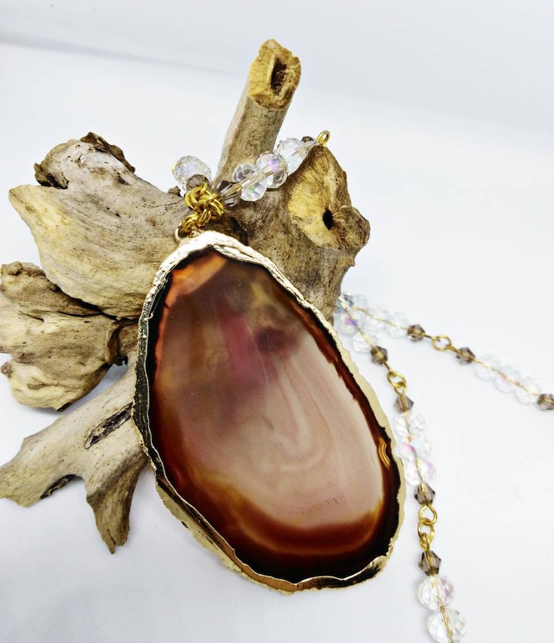 Translucent agate slice pendant