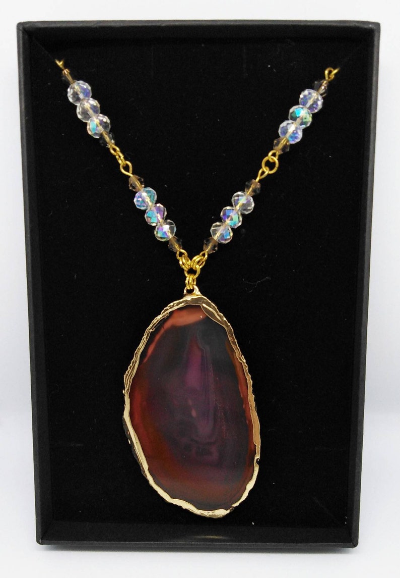 Translucent agate slice pendant