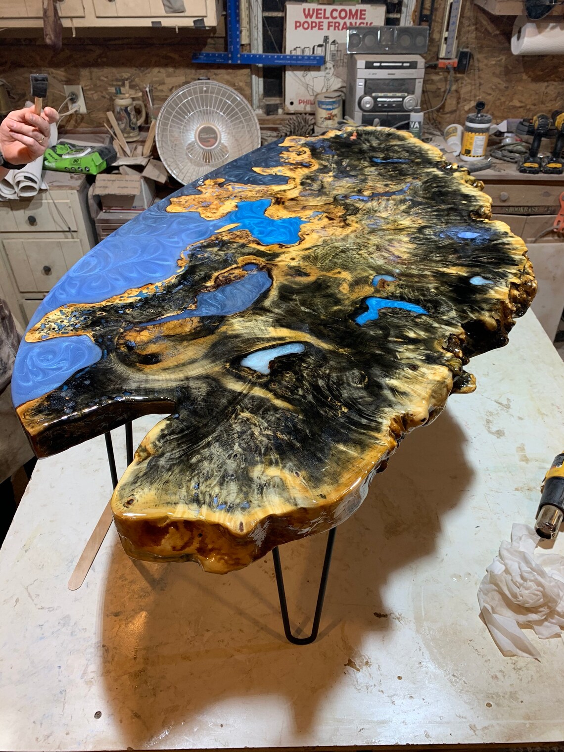 Burl Live Edge Epoxy Table Listing is a Deposit Etsy