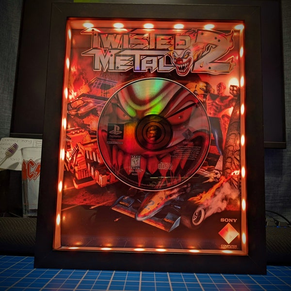Twisted Metal 2 Replica CD Poster Shadowbox (Select a Size) (Optional Lighting)