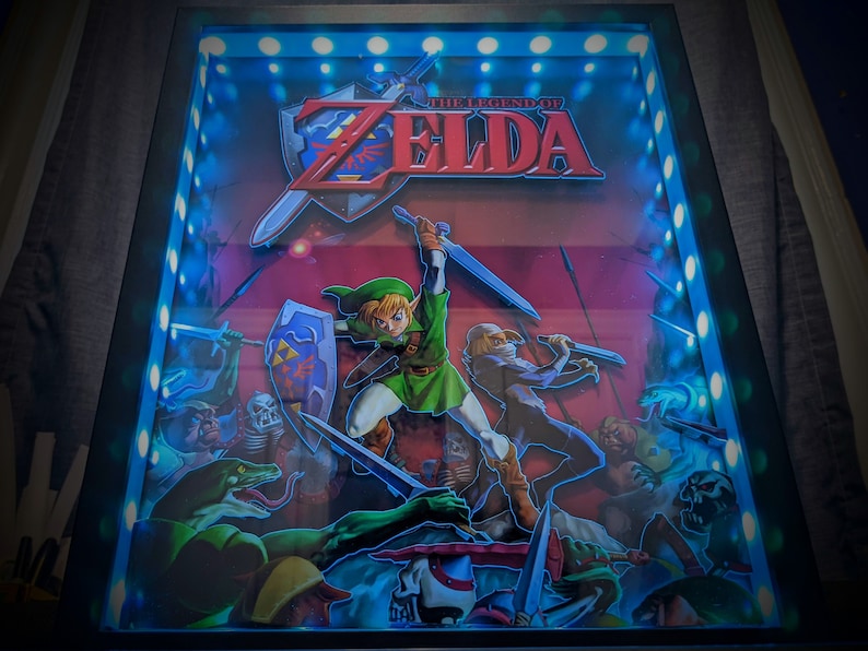 The Legend of Zelda Poster Shadowbox Large Optional Lighting image 1