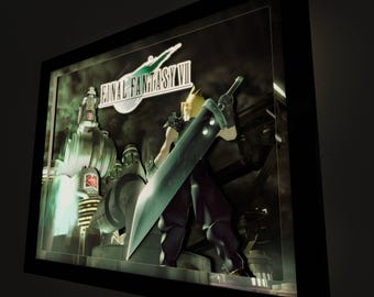 Final Fantasy VII (7) Deluxe Shadow Box Framed Art (Select a Size) (Optional Lighting)