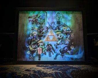 The Legend of Zelda Link's Color Changing Lightbox Wall Art Poster Lamp Night Light (Black & White to Color) (Color Pop) (Select a Size)