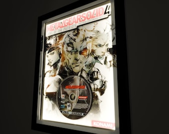 Metal Gear Solid 4: Guns of the Patriots Replica CD Deluxe Shadow Box Framed Art (Select a Size) (Choose a Background) (Optional Lighting)