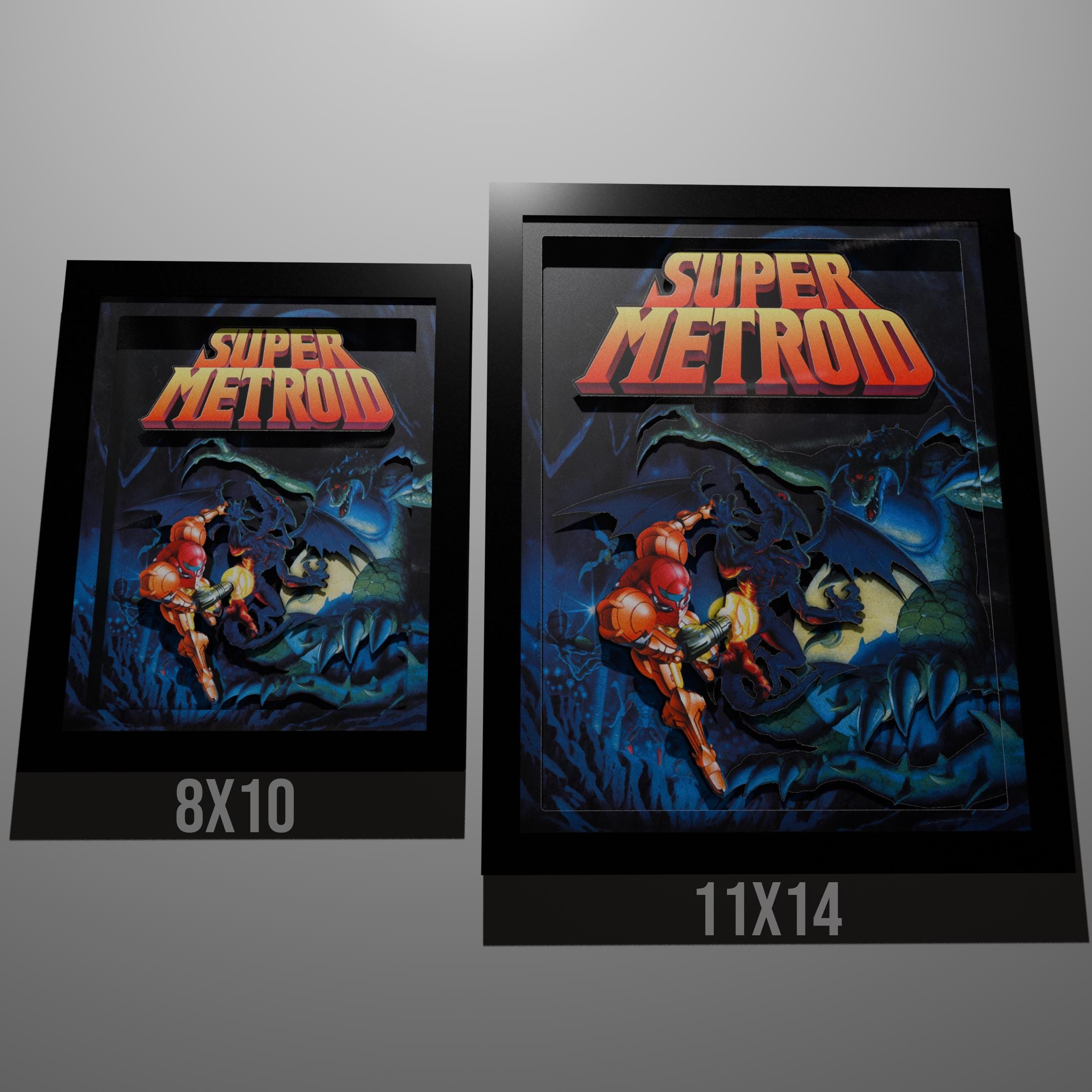 Super Metroid Deluxe Shadow Box Framed Art (select a Size
